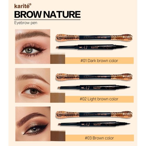 JOSURBEAUTY Sweat-proof Waterproof 2-in-1 Eyebrow Pencil for Women - Ended Eye Brow Pencil with Microblading Effect,Dark brown