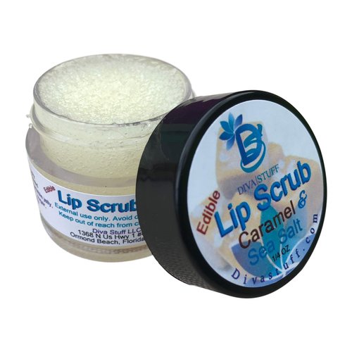 Diva Stuff Ultra Hydrating Lip Scrub for Soft Lips, Gentle Exfoliation, Moisturizer & Conditioner, Caramel & Sea Salt – ¼ oz (Made in the USA)