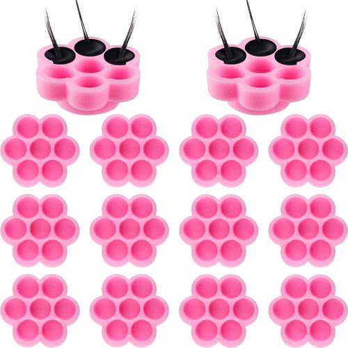 200 Pieces Flower Shape Glue Cup Lash Glue Holder Eyelash Extension Glue Holder Flower Eyelash Glue Cup Eyelash Glue Pallet Grafting Eyelash Glue Cup False for Women Girls Eyelash Extension Supply