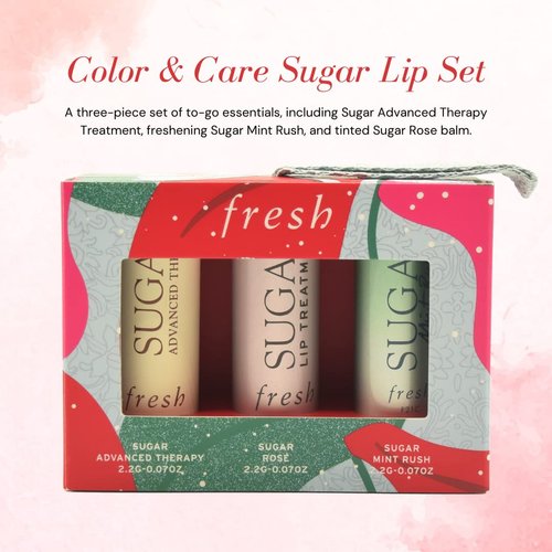 Fresh Color & Care Sugar Lip Set: Sugar Mint Rush Freshening, Rose Tinted Lip Treatment, and Advanced Therapy