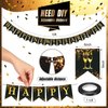 Hanaive 40 Pack 2025 Happy New Year Party Decorations Big 3D New Year Balloons Set Black Gold Happy New Year Banner Champagne Bottle Star Disco Ball Balloon Round Foil Balloons Gift for New Year Party