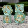 Haxtec Light Green DND Dice Set 7PCS Filled Resin Polyhedral D&D Dice W/Iridescent Mylar Inclusion for Roleplaying Games Dungeons and Dragons Gift