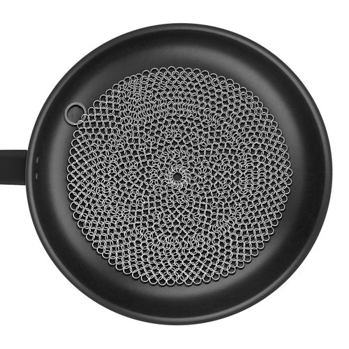 AMAGABELI GARDEN & HOME 10”x10” Round Cast Iron Cleaner 316 Stainless Steel Chainmail Scrubber for Cast Iron Pan Skillet Cleaner for Dishes Cast Iron Pot Cookware Accessories BG265