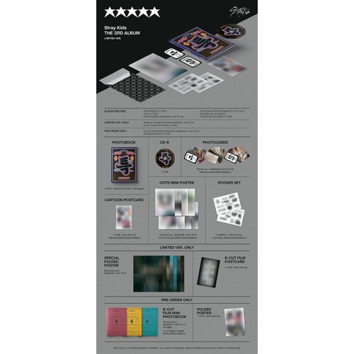 Stray Kids 5-STAR, The 3rd Album, CD + Photo Book + Mini Poster on Pack + Photo Card (Limited Version)