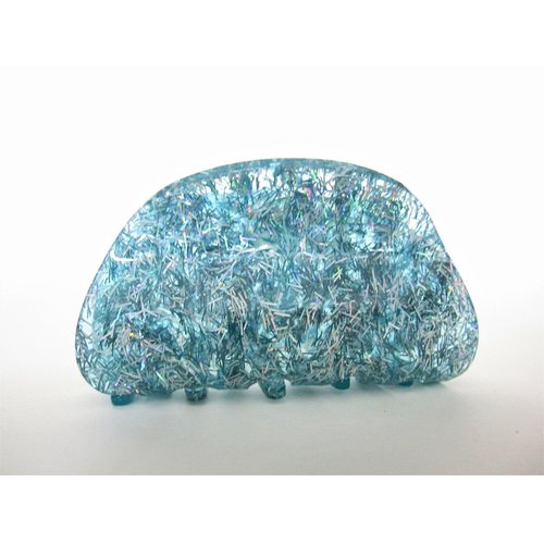 Blue colorful glitter marbled hair claw clip