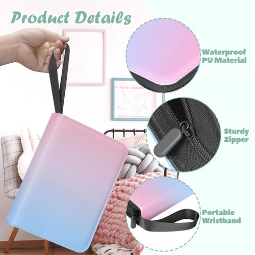 Card Binder 4 Pocket, 400 Pockets Card Holder Compatible with Game Cards Gift for Girls, Trading Card Binder Album Case Book Storage For TCG, CCG, MTG, Pink