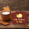 Geyoga 50 Pcs Thanksgiving Napkins 3 Ply Talk Turkey to Me Cocktail Paper Napkins Disposable Gold Foil Thanksgiving Dinner Napkins 5''x 5'' Harvest Napkins for Kitchen Bathroom Party Supplies Decor