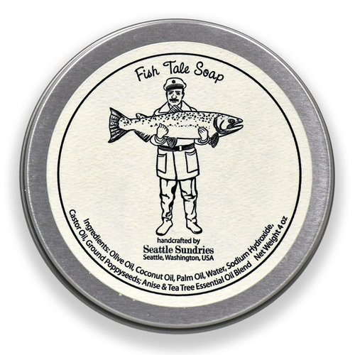 Anise & Tea Tree Soap, Fishing Gift for Men & Women - 1 (4oz) Natural Odor Fighting Hand Made Bar Soap in a Fun Gift Tin by Seattle Sundries