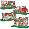 Ugly Sweater Party Supplies Christmas Wooden Table Centerpieces Cute Ugly Sweater Themed Christmas Party Decorations Green and Red Merry Christmas Wooden Sign with Elements of Ugly Sweater Pattern