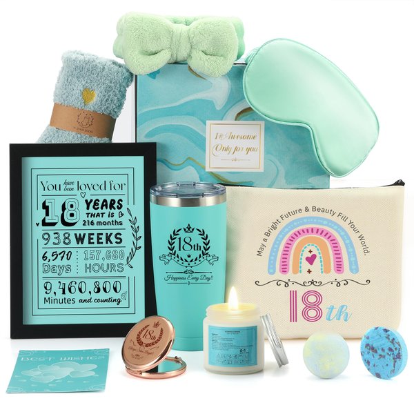 18th Birthday Gifts for Girls, 11pcs Unique Gifts for 18 Year Old Girl, 18th Birthday Gift Ideas, Happy 18th Birthday Gifts for Daughter, Sisters, Granddaughter, Cool 18 Birthday Gifts