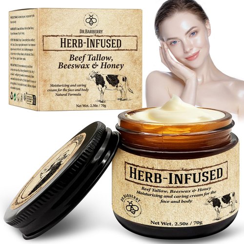Dr.Barberry Beef Tallow for Face, Beef Tallow Beeswax and Honey, Beef Tallow Honey Balm, Premium Beef Tallow, Moisturizing and Caring Cream for The Face and Body (1 PC)