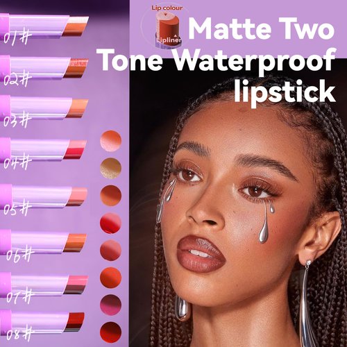 Glitter Lipstick 2 In 1 Two Tone Lipsticks, 18H Waterproof Long Lasting Sparkling Shimmer Metallic Glitter Lip Gloss, Shiny Matte Lip,Bold Glimmer Glow Lip Gloss for Women Christmas Lip Makeup (#02)