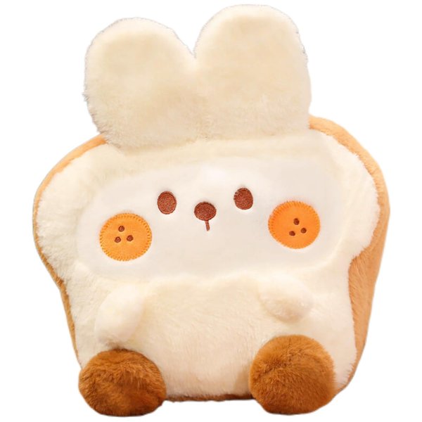 PUPUPANDA Toast Bread Stuffed Animal Plush Pillow,Funny Anime Bunny Food Plushie Toy,Unique Birthday Gifts for Kids Girls Boys