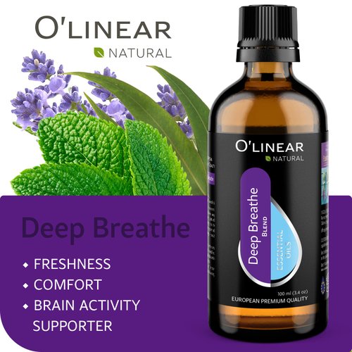 Breathe Essential Oil Blend - Calming Drops for Easy Breathing, Sweet Dreams and Relaxation, Mix of Peppermint, Lavender and Eucalyptus Oils Ideal for Humidifier, Meditation, and Home Spa Bulk Bottle