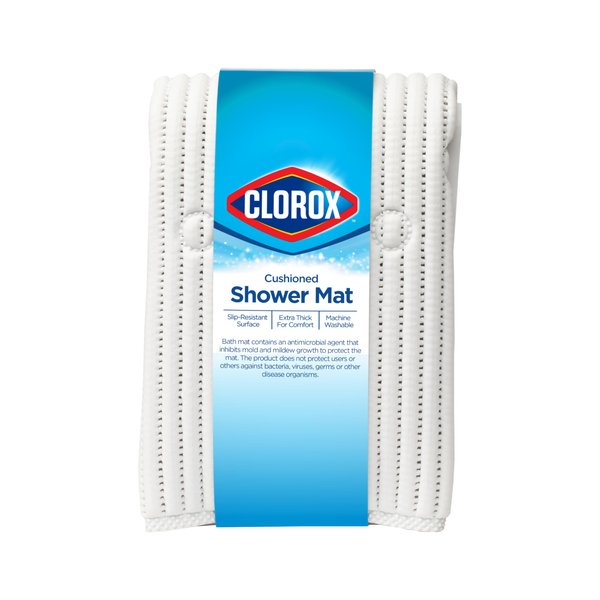 Clorox by Duck Brand Cushioned Foam Shower Mat, Non Slip Bathtub Mat with Suction Cups, Fits Square Shower Stalls, 21' x 21", White