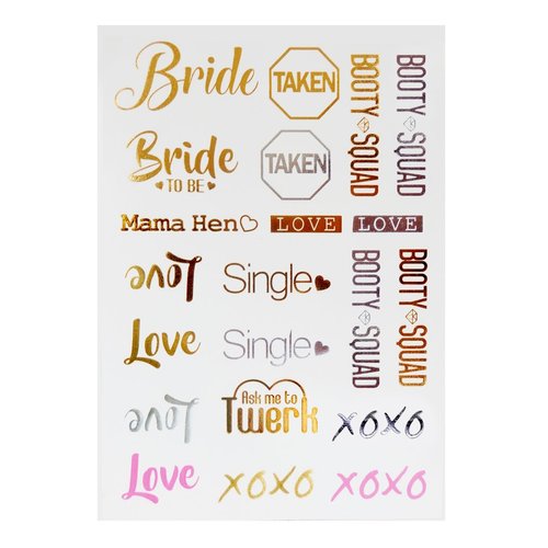 Bachelorette Party Tattoos - Bachelorette Party Favors, Decorations & Supplies by Sterling James Co. - Girl's Night Out Temporary Metallic Tattoos