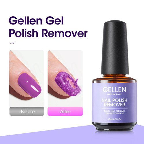 Gellen Gel Nail Polish Remover, 2Pcs Gel Polish Remover with Nail File and Cuticle Pusher, Gel Nail Polish Remover for Nails Easily and Quickly Remove Gel Polish in 2-5 Minutes