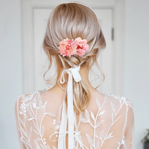 Geyoga 21 Pcs Flower Hair Pins Bride Head Rose Floral Pin Elegant Embellished Bridesmaids Bridal Hair Pins U Shaped Decorative Hair Accessories for Women Wedding Birthday(Pink, Purple)