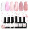 modelones Gel Nail Polish Set, 6 Colors Nude Pink Jelly Gel Polish Milky White Neutral Nail Gel Polish Summer Shimmery Glitter Translucent Nail Art Gel Kit Soak off Manicure DIY Salon Gift for Ladies