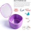 Uouovo Upgraded Denture Bath Box Cup, No-Leak Denture case, Retainer Cleaning Box, Complete Clean Care for Dentures, Clear Braces, Mouth Guard, Night Guard & Retainers (purple)