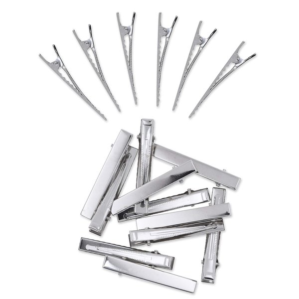 Metal Alligator Hair Clips for Hair Bows, Thick Thin Hair Cutting, Hairdressing, Curl, Professional Salon, Women & Girls by Mandala Crafts, Silver, Pack of 200, 5.6CM or 2.25 Inches