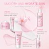 Sakura Skincare Set Facial Kit - Skin Care Gift Set for Girls/Women's, Facial Skin Care Sets & Kits with Beauty Gift Box, Japanese Skin Care Products Hydrating&Anti-Aging Skin - TSA-Friendly 8Pcs