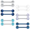 SCERRING 14G Stainless Steel & Clear Acrylic Nipple Ring Tongue Barbell Rings Bars Retainer Body Piercing Jewelry for Women Men 12PCS - Blue