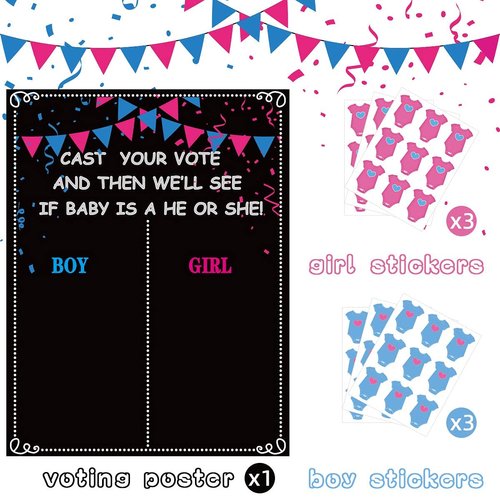 MISS FANTASY Gender Reveal Decor Gender Reveal Decorations - 54 Voting Gender Reveal Games Gender Reveal Ideas Boy or Girl Party Supplies for Gender Reveal Voting Use