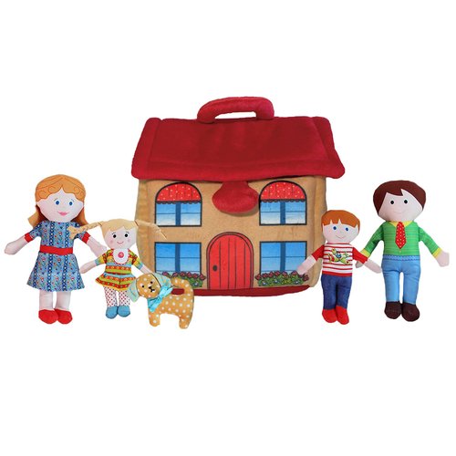 Snuggle Stuffs Happy Family Soft Plush Figure Doll Set with Toy House | Plush House, Plush Toys, Cute Plush Toys for Girls, Plush Figure Toys, Plush Toys for Boys, Soft Toys for Toddlers 1-3