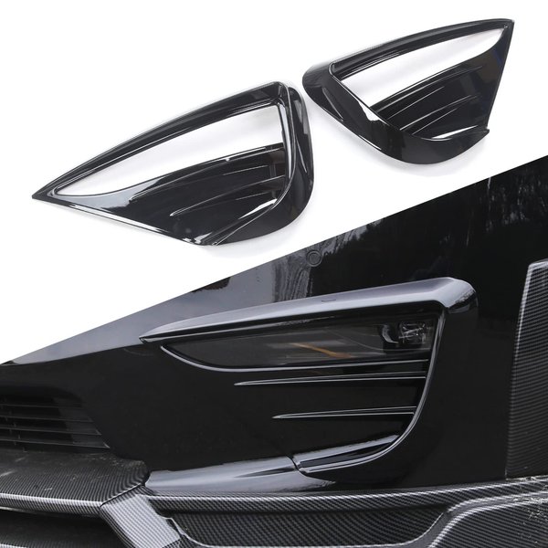 yhcdsea Model Y Front Fog Light Cover Fog Light Trim Eyebrow Cover Trim Frame fit for 2020-2023 Tesla Model Y Decorative Accessories (Matt Black)