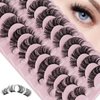Individual Lashes Extensions Natural Look Cluster Lashes Wispy DIY Cat Eye False Eyelashes 80pcs D Curl Lashes Strips for Self Application at Home, 10 Pairs