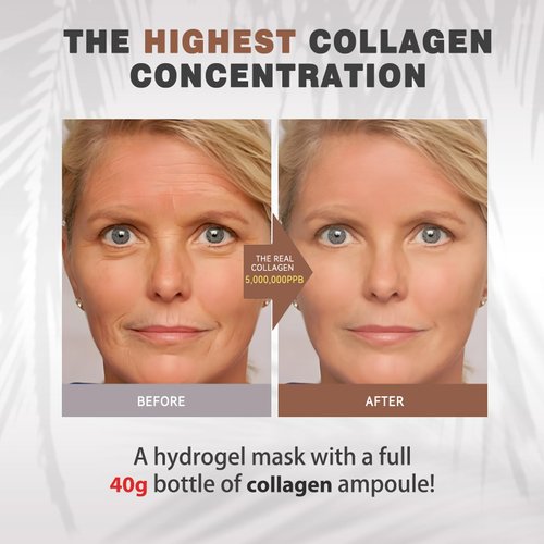 SEUMFY 5,000,000ppb 40g x 4ea Deep Anti Wrinkle Bio-Collagen Face Masks Hydrating Overnight Collagen Mask for Lifting,Firming and Moisturizing