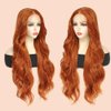 X-TRESS Ginger Orange Lace Front Wigs Synthetic for Women,28Inch Wear and Go Body Wave 13x4x1 Wig, Bright Orange Wig Pre Plucked Baby Hairline Glueless Wigs for Daily Party Use(Ginger)