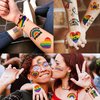 JOEHAPY 48 PCS Gay Pride Tattoos Temporary, Rainbow Temporary Tattoos For Women Men Kids Adults, LGBT Pride Face Tattoos Accessories, Rainbow Face Stickers, Pride Equality Parade Festival Party Celebrations Body Art