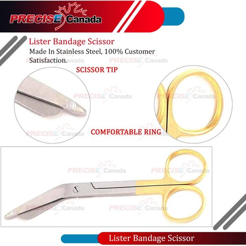 Premium O.R Grade Gold Handle SUPERCUT Lister Bandage Scissors 7.25" with ONE Serrated Blade (PC Brand)