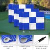 KINGTOP Checkered Golf Flag 8x6 Inch – Blue/White Check, 420D Nylon, Tube Inserted – Mini Practice Putting Green Flags for Yard, 3-Pack