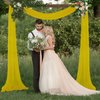 FUHSY Wedding Arch Draping Fabric Gold 20FT 2 Panels Chiffon Fabric Drapery Gold Backdrop Curtain Wedding Arch Drapes Sheer Curtains Wedding Backdrop for Reception Chiffon Party Ceiling for Ceremony