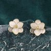 Sttiafay Vintage Enamel Flower Stud Earrings Camellia Flower Earrings Gold Crystal Flower Petal Earrings White Petal Stud Earrings Jewelry for Women