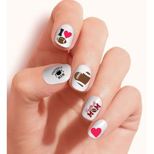 Football Mom (Ver.1) Clear Vinyl Cut, Peel and Stick Nail Art Decals/Stickers by DimOxy Designs.