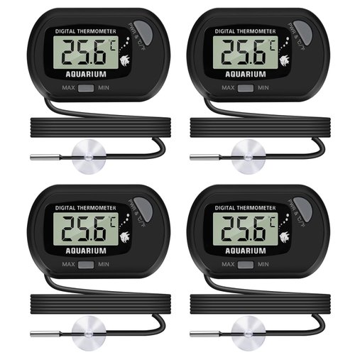 Thlevel LCD Digital Aquarium Thermometer, Fish Tank Thermometer with Water-Resistant Sensor Probe and Suction Cup for Reptile, Turtle Incubators, Terrarium Water Thermometer (4)