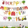 Farm Animals Birthday Party Decorations Farm Animals Happy Birthday Banner with Barnyard Bunting Garland for Kids Boys Girls Farm Theme Party Decorations Supplies