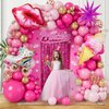 128 Pcs Hot Pink Balloon Arch Kit, Metallic Gold Star Confetti Balloons for Pink Theme Princess Party Birthday Girl Baby Shower Anniversary Wedding Valentines Day Graduation Decorations