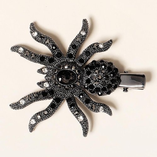 BERYUAN Halloween Spider Hair Clips Creative Rhinestone Insect Headclip Sparkle Rhinestone Monster Hairpins Black Rhinestone Spider Hair Pins Vintage Halloween Hair Clip for Party