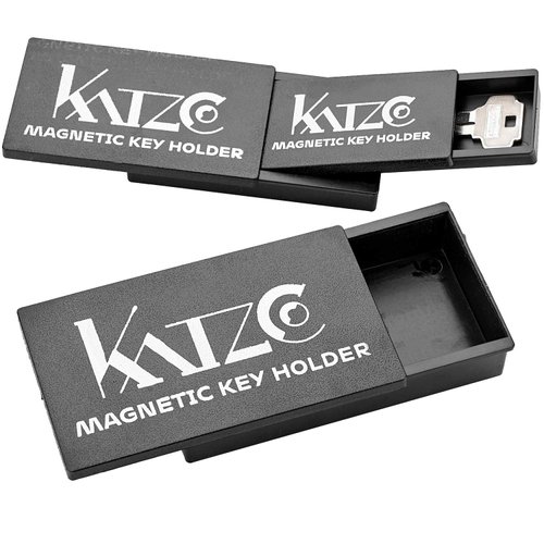 Katzco Magnetic Key Holder Under Car - 3 Sizes - Nest Inside Each Other for Easy Storage - 3, 4, and 5 inches - Rugged Black Plastic Cases with Strong Magnets - Car or House Extra Keys Compartments