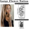 77 Sheets Temporary Tattoo, Half Arm Realistic Lion Wolf Owl Elk Snake Butterfly Rose Fake Tattoos for Girls Boys, Waterproof Temporary Tattoos for Women Men Adults Chest Shoulder Neck Hand