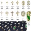 LIFOOST 3D Cross Nail Rhinestones Charms San Judas Tadeo Virgin Mary Nail Charms for Acrylic Nails 24 Pcs Gold Nail Art Jewels Accessories Metal Shiny Alloy Crystals Gems DIY Supplies Decorations Set
