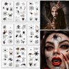 MDRTIRIM 10 Sheets Halloween Face Temporary Tattoos 3D Spider Tattoos Sticker Waterproof Sweating Horror Darkness Spiderweb Eye Body Tattoo for Widow Kids Women Props Decal