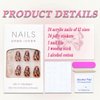 Press on Nails Medium Almond MABKJLF French Tip Fake Nails False Nails with Designs Leopard Print Nails Cheetah Print Nails Embossed Swirl Glossy Glue on Nails Acrylic Nails for Women Girls 24 Pcs