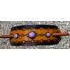 LEATHER HAIR BARRETTE…. CLIPPED CORNER PONYTAIL HOLDER…. HANDTOOLED HAIR CLIP…. PURPLE OR GREEN STONE ACCENT…BT 2320