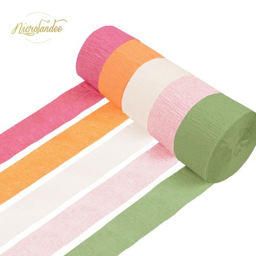 NICROLANDEE 5 Rolls Pastel Crepe Paper Streamers Backdrop Decorations for Easter Decorations, Birthday, Wedding, Garden Party, Bridal Shower, Baby Shower, Spring Home Decor